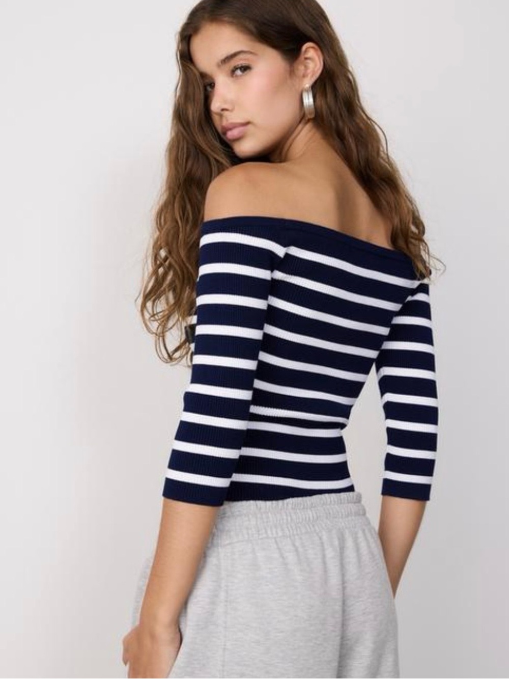 Stradivarius Striped Off Shoulder Top